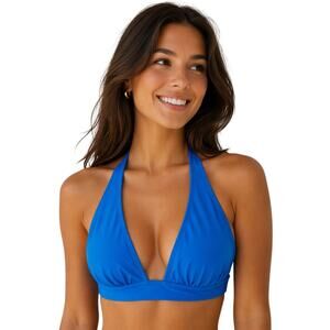 J.Crew Blue Halter Bikini Top Size S NWT Tie Back Swimwear Classic Triangle